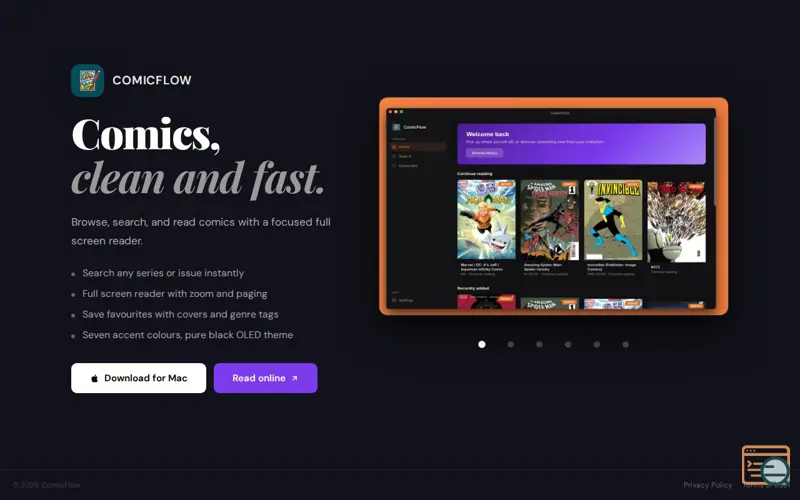 Screenshot of ComicFlow