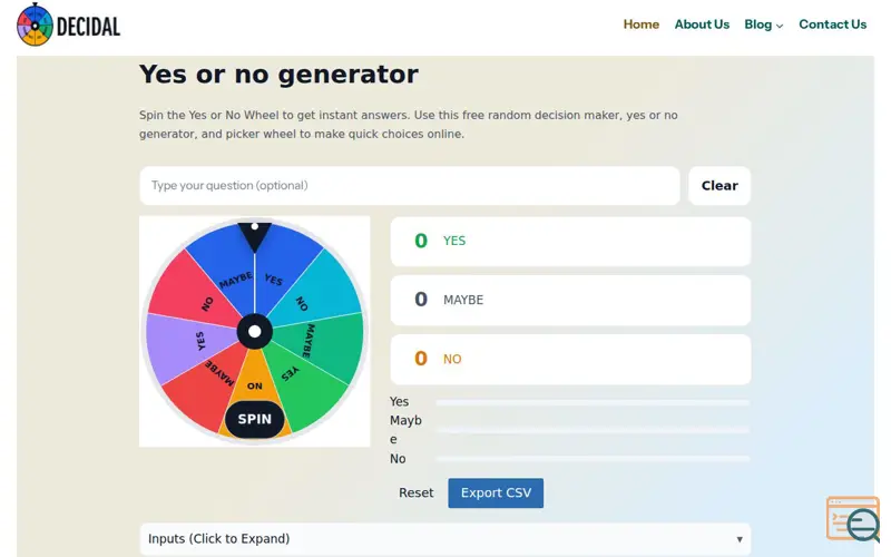 Screenshot of Decidal