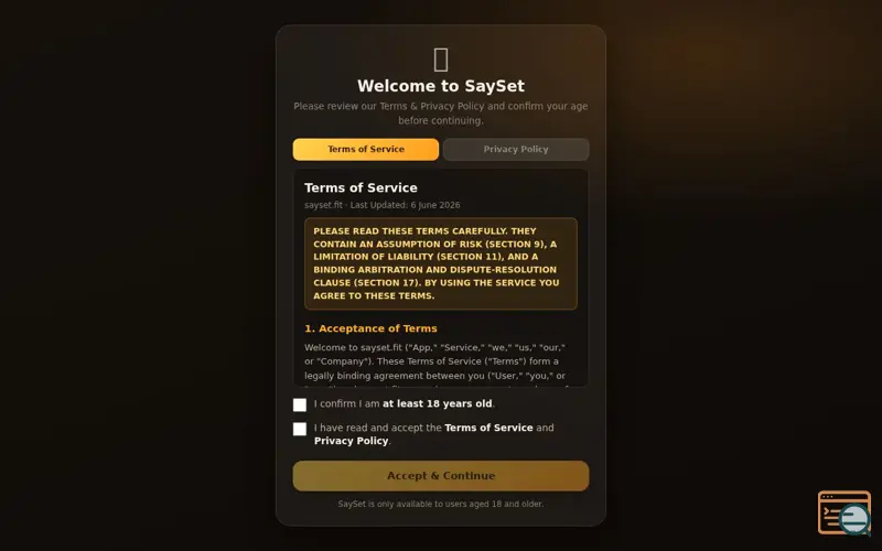 Screenshot of SaySet — Voice Workout Logger