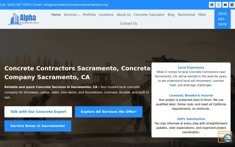 Screenshot of Alpha Concrete Builders