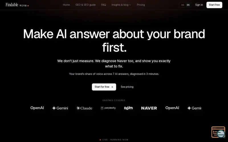 Screenshot of Findable