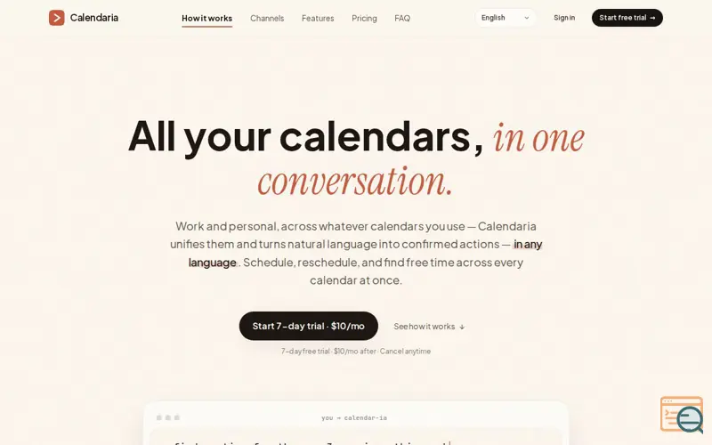 Screenshot of Calendaria