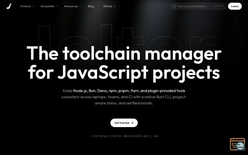 Screenshot of Jolter - Reliable JavaScript toolchain management
