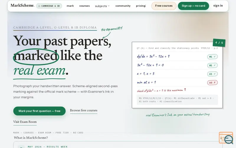 Screenshot of MarkScheme