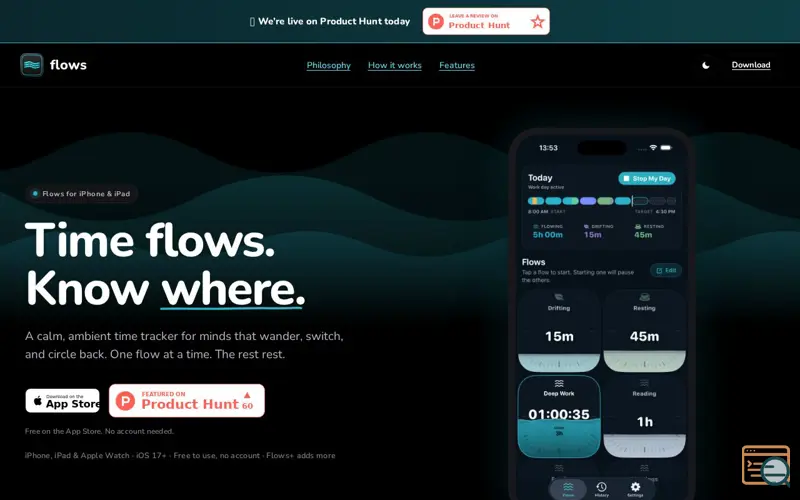 Screenshot of Flows · Time Tracker