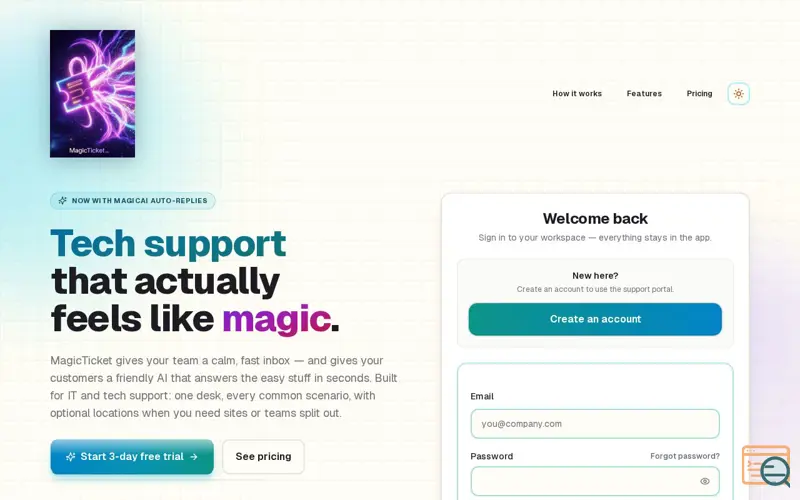 Screenshot of MagicTicket
