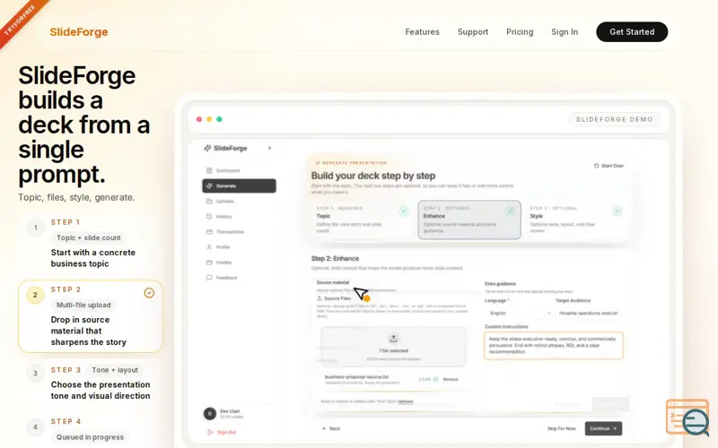 Screenshot of SlideForge