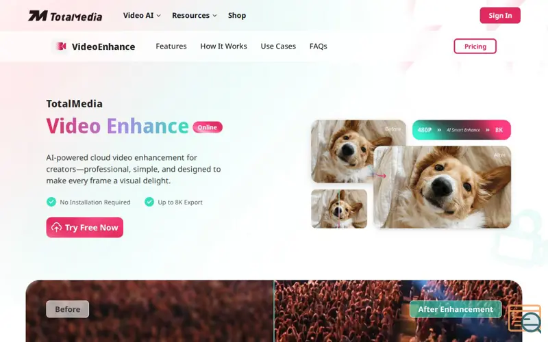 Screenshot of TotalMedia AI Video Enhancer