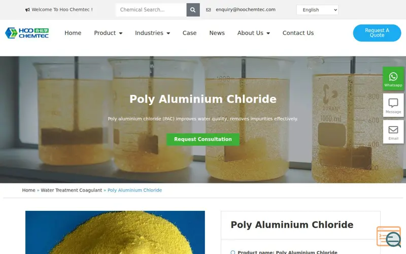 Screenshot of Hoo Chemtec, a launch using SiteGround