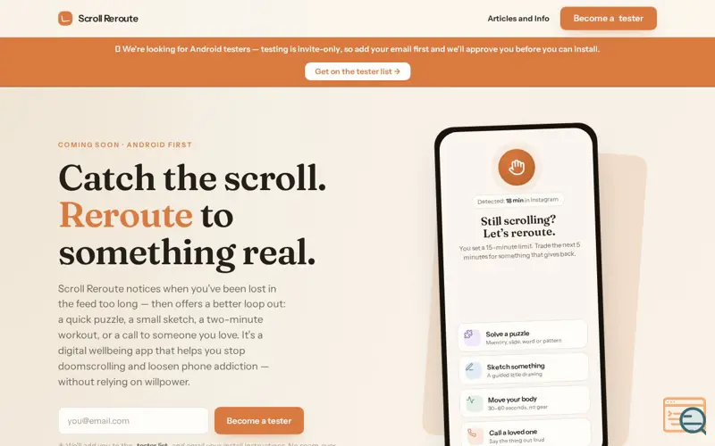 Screenshot of Scroll Reroute — catch the scroll, pick a better loop