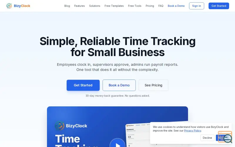 Screenshot of BizyClock