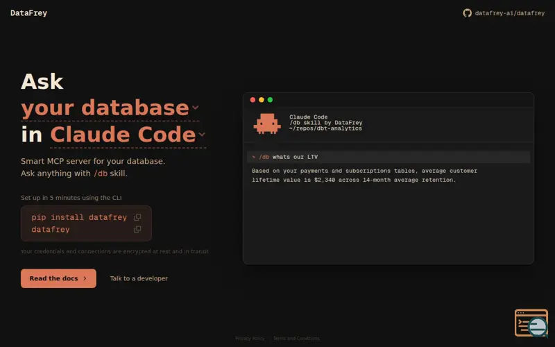 Screenshot of DataFrey