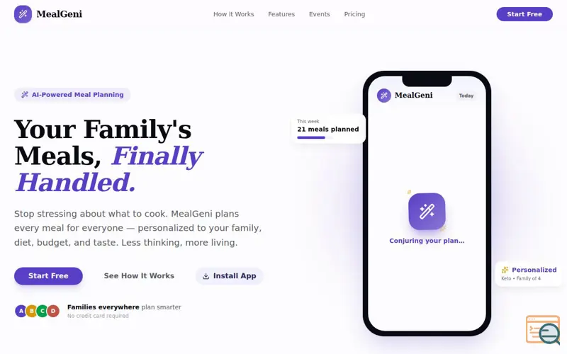 Screenshot of MealGeni