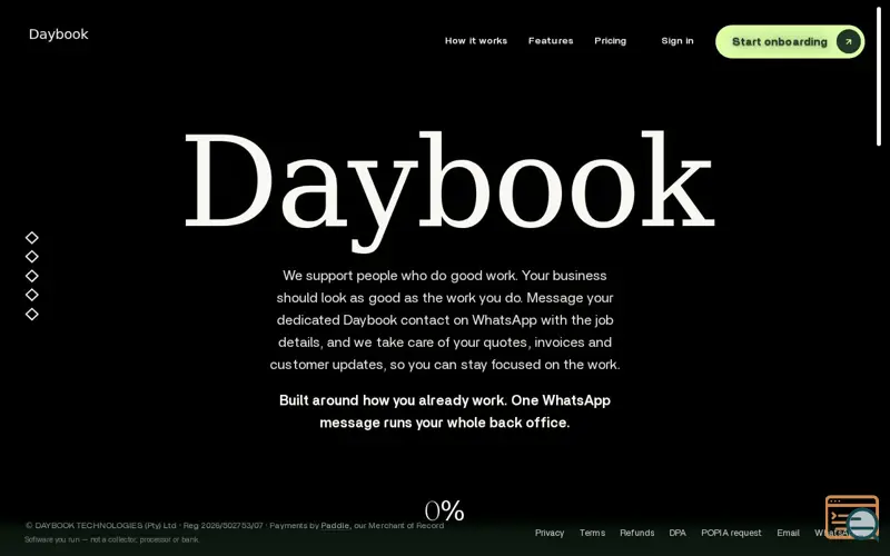 Screenshot of Daybook