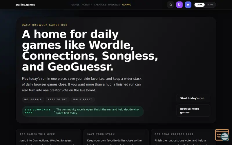 Screenshot of Dailies.games