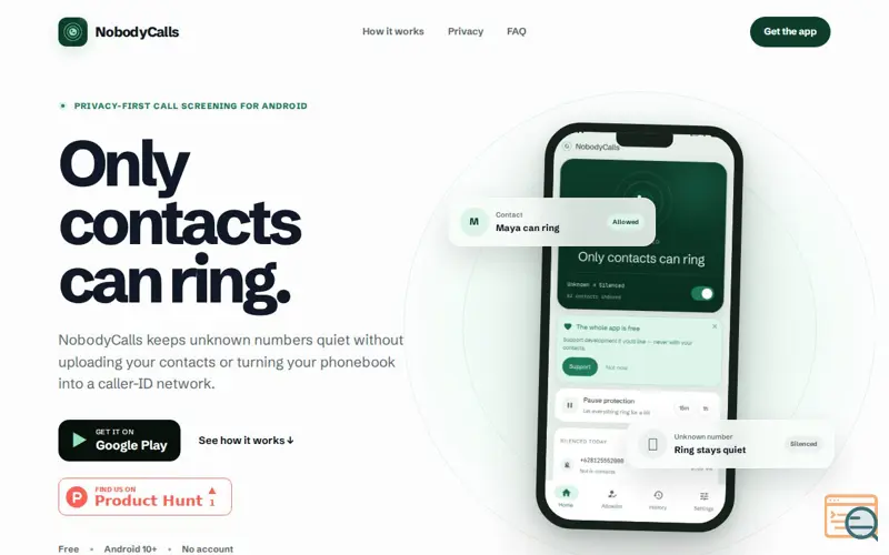 Screenshot of NobodyCalls