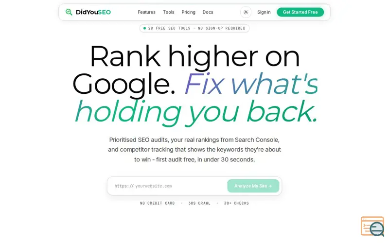 Screenshot of DidYouSEO, a launch using Shipstry