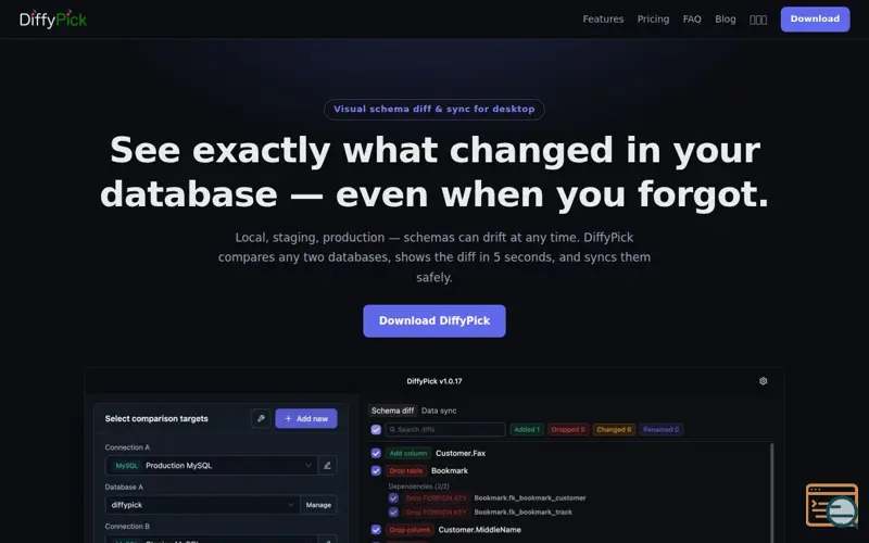 Screenshot of DiffyPick
