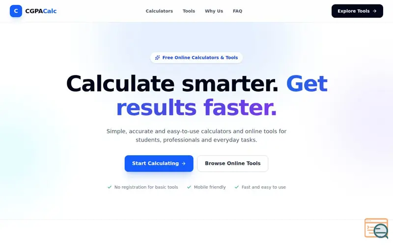 Screenshot of CGPACalc Online