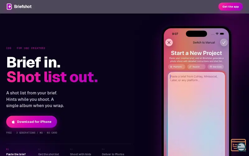 Screenshot of Briefshot