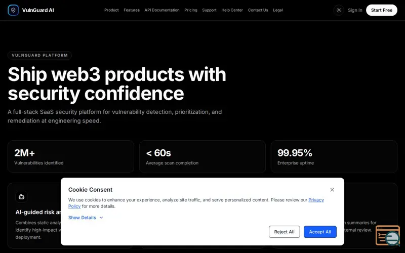 Screenshot of VulnGuard AI - Smart Contract Security