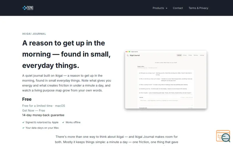 Screenshot of Ikigai Journal