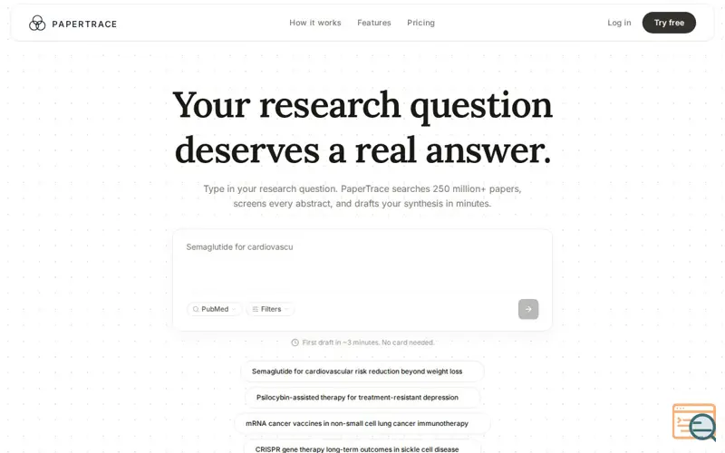 Screenshot of PaperTrace