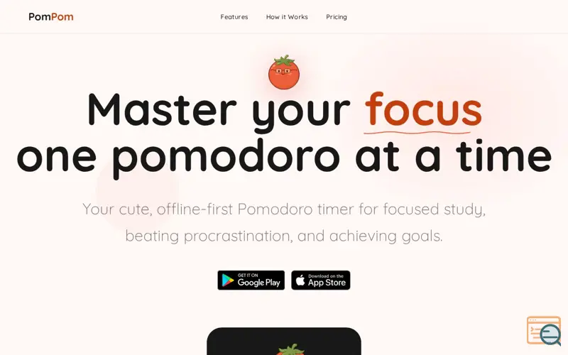Screenshot of PomPom the Pomodoro Focus Timer