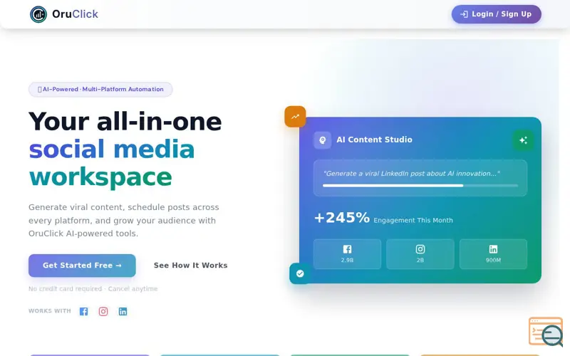 Screenshot of OruClick