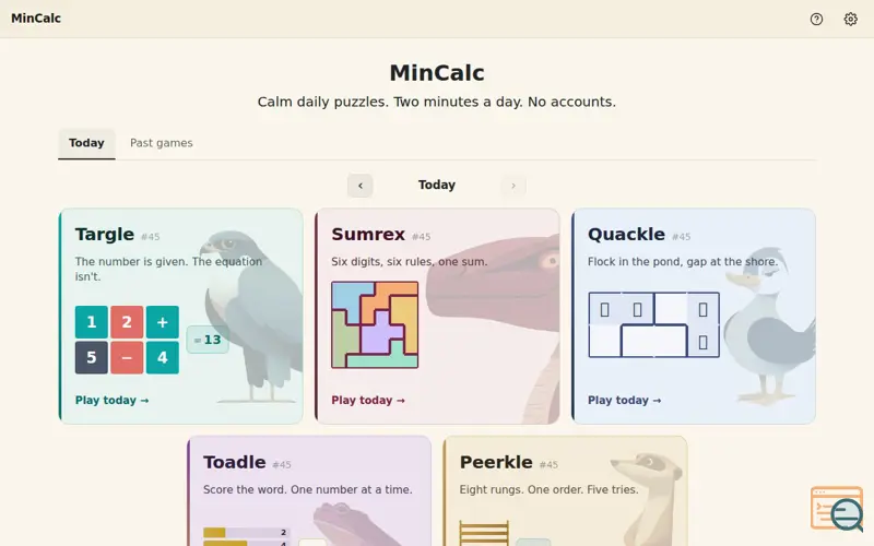 Screenshot of MinCalc