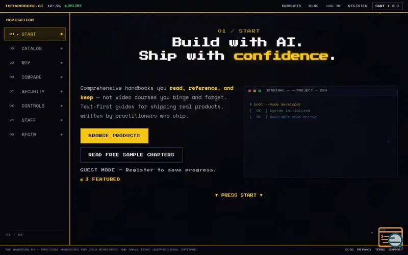 Screenshot of The Handbook - handbooks for solo developers and small teams shipping real software
