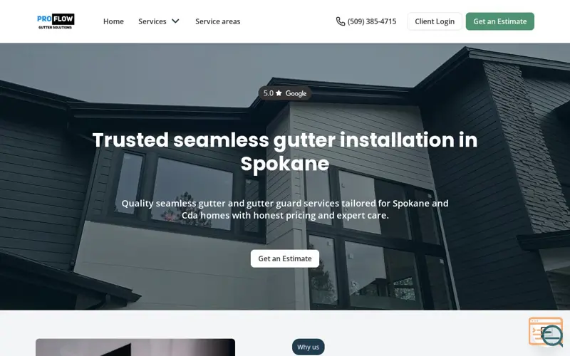 Screenshot of ProFlow Gutter Solutions, a launch using Jobber