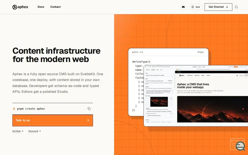 Screenshot of Aphex CMS, a launch using Amazon