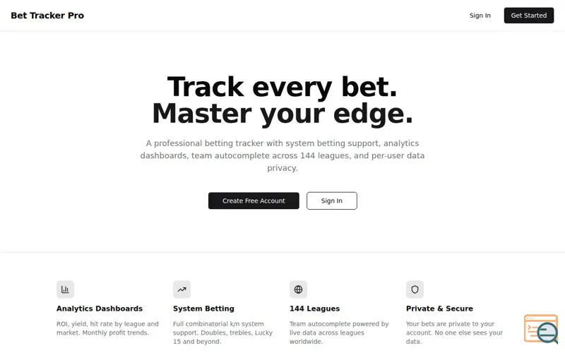 Screenshot of Bet Tracker Pro