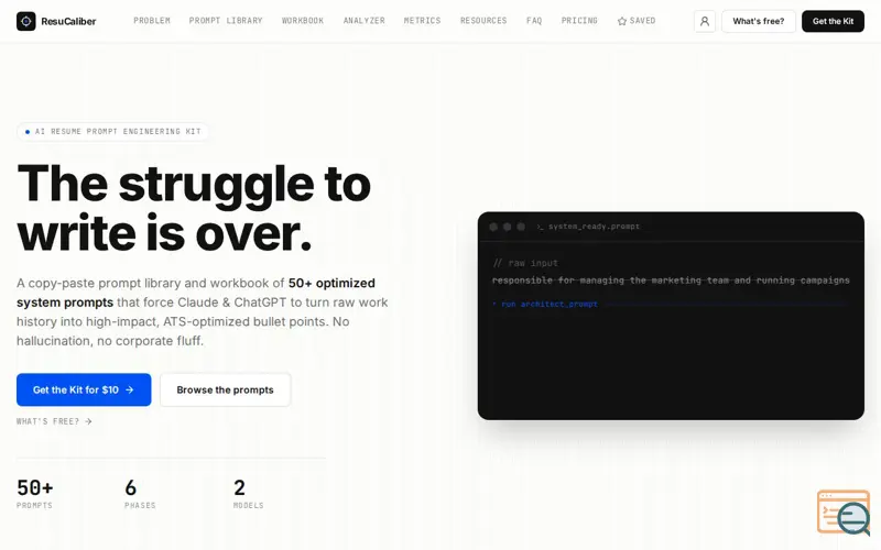 Screenshot of ResuCaliber