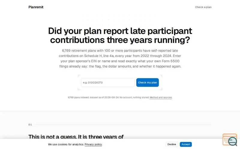 Screenshot of Planremit