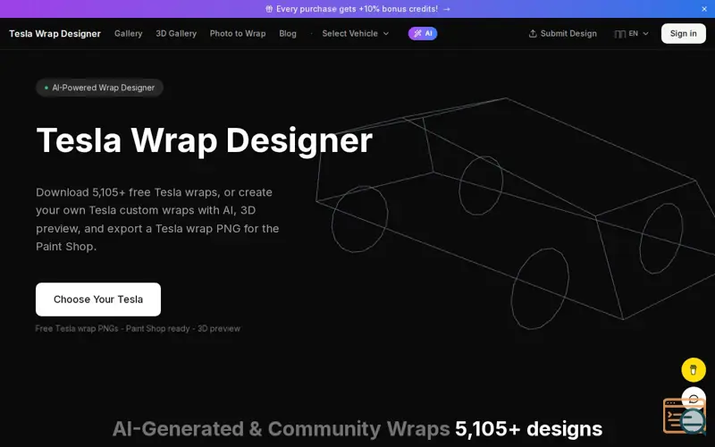 Screenshot of Tesla Wrap Designer