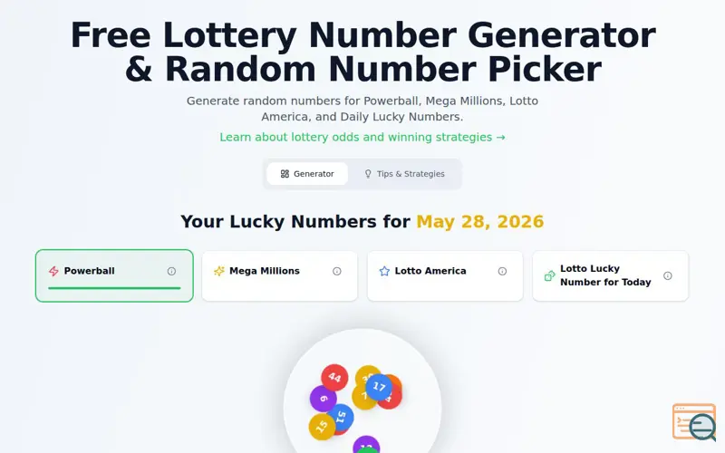 Screenshot of Lottery Number Generator & Random Picker
