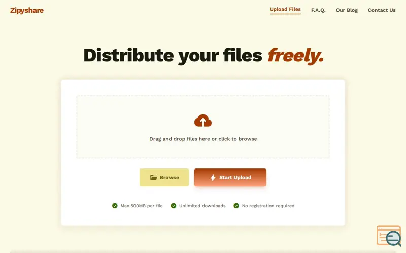 Screenshot of Zipyshare