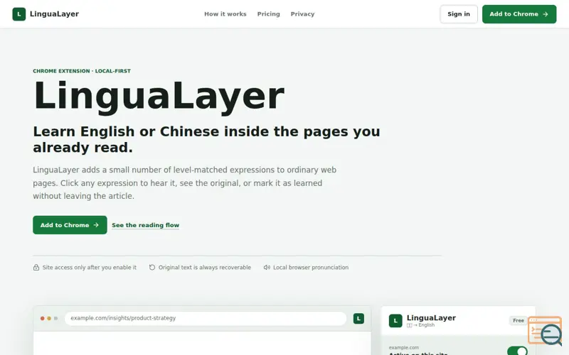 Screenshot of LinguaLayer