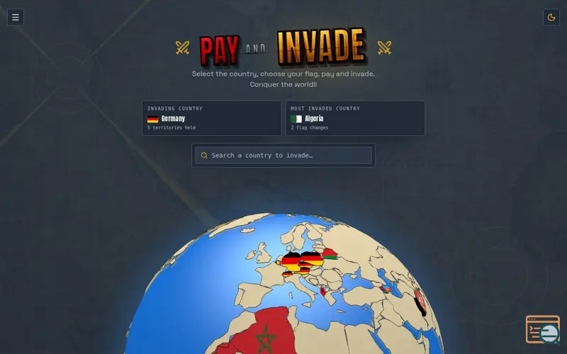 Screenshot of Pay and Invade, a launch using TanStack Start