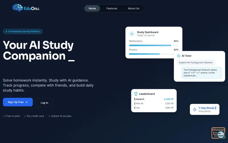 Screenshot of EduOnx, a launch using GoDaddy DNS