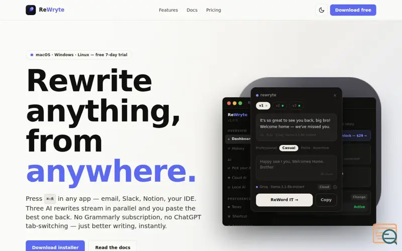Screenshot of ReWryte