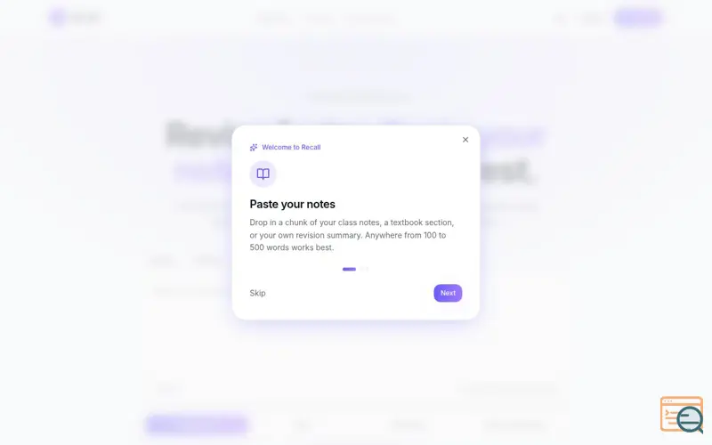 Screenshot of Recall Study