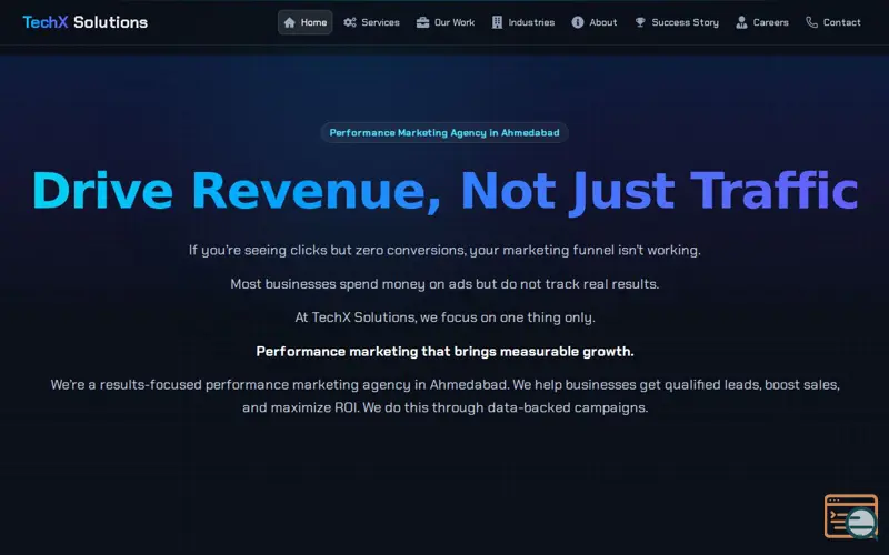 Screenshot of TechX Performance Marketing System