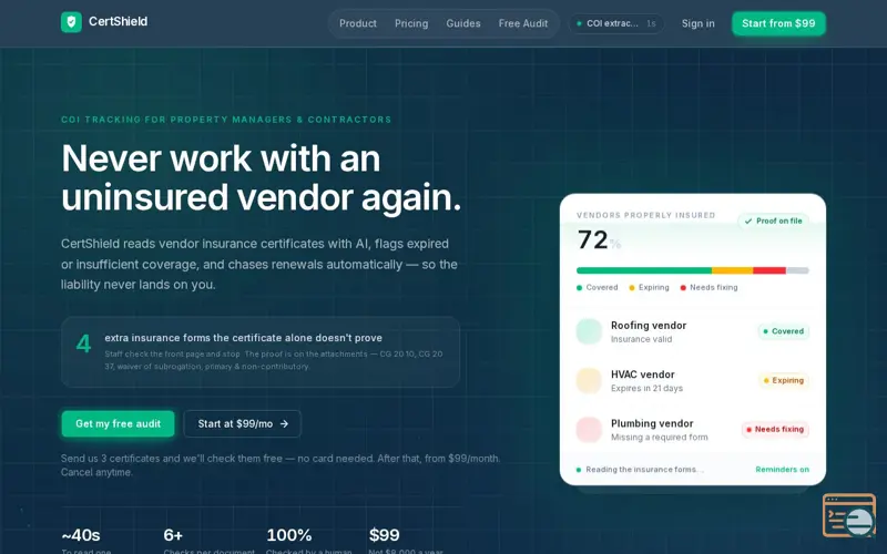 Screenshot of CertShield