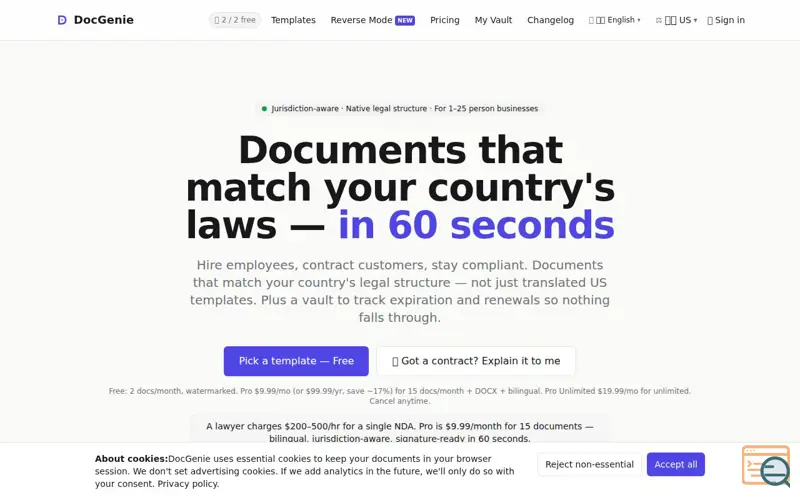 Screenshot of DocGenie