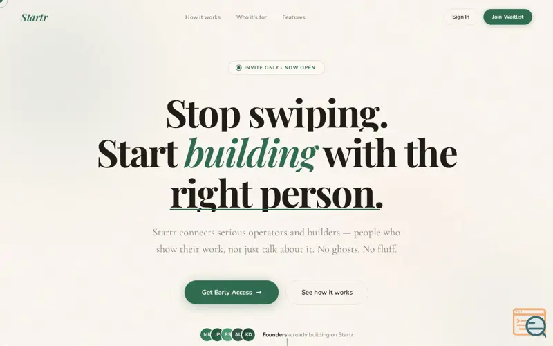 Screenshot of Startr
