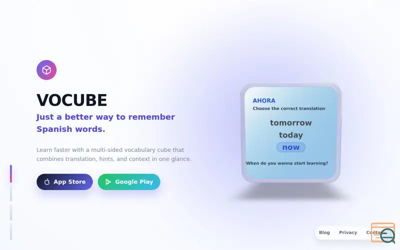 Screenshot of Vocube | Spanish vocabulary