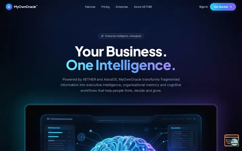 Screenshot of MyOwnOracle — AETHER Cognitive  System